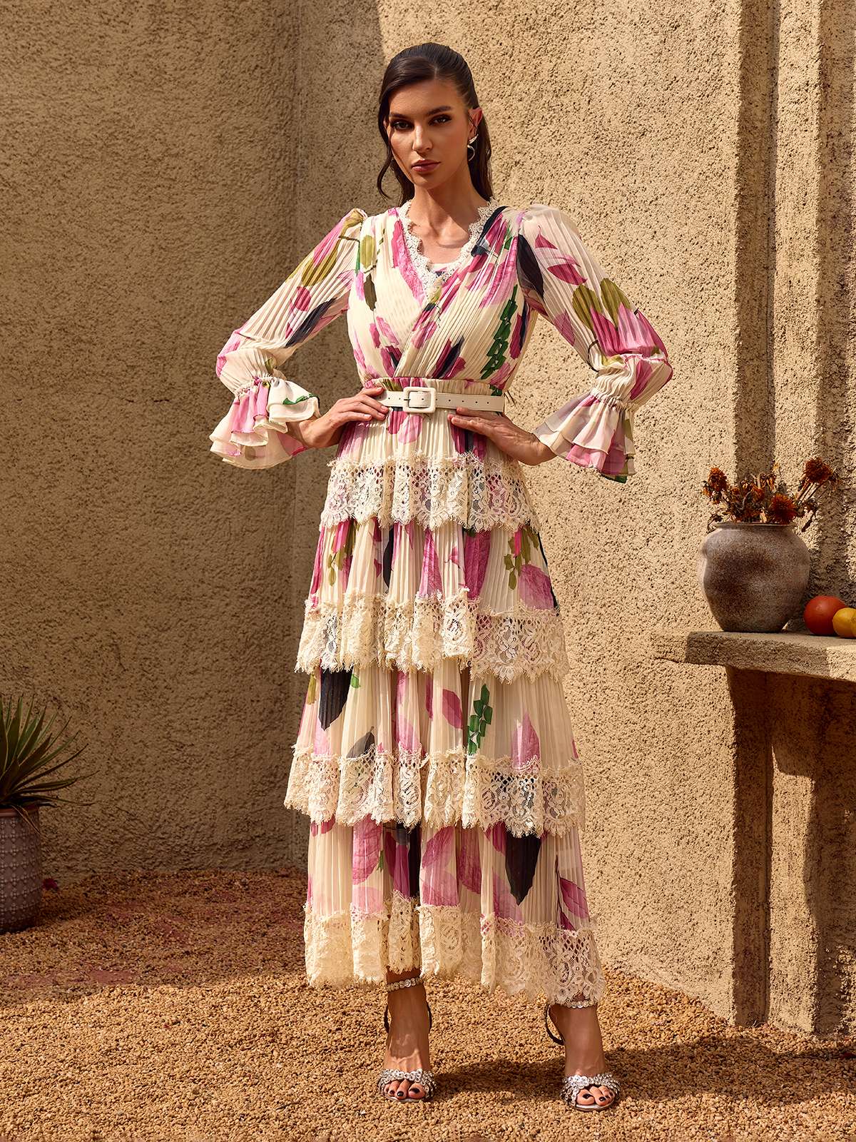 Camélia Lace-Tiered Maxi Dress