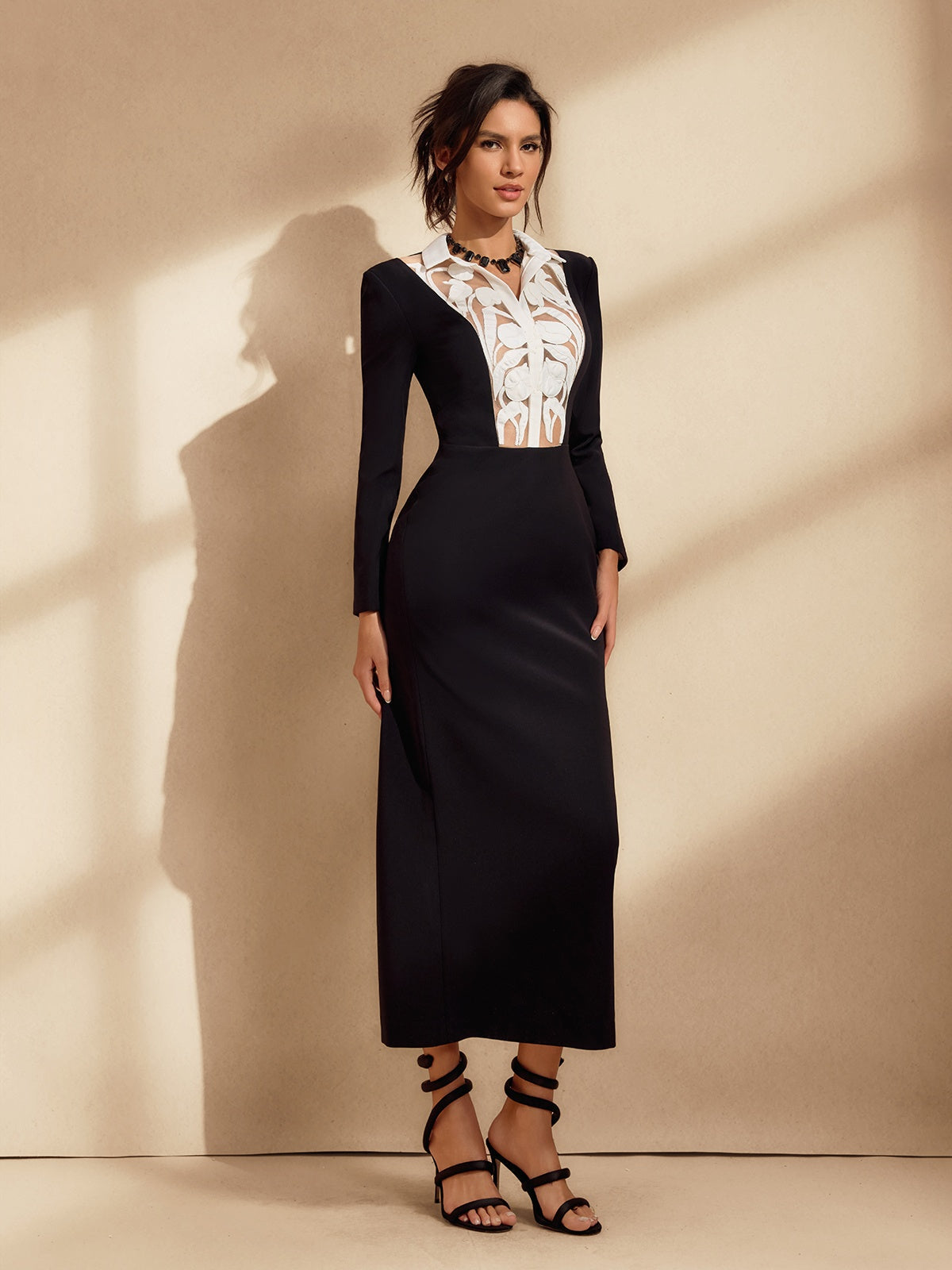 Vivienne Embroidered Column Gown