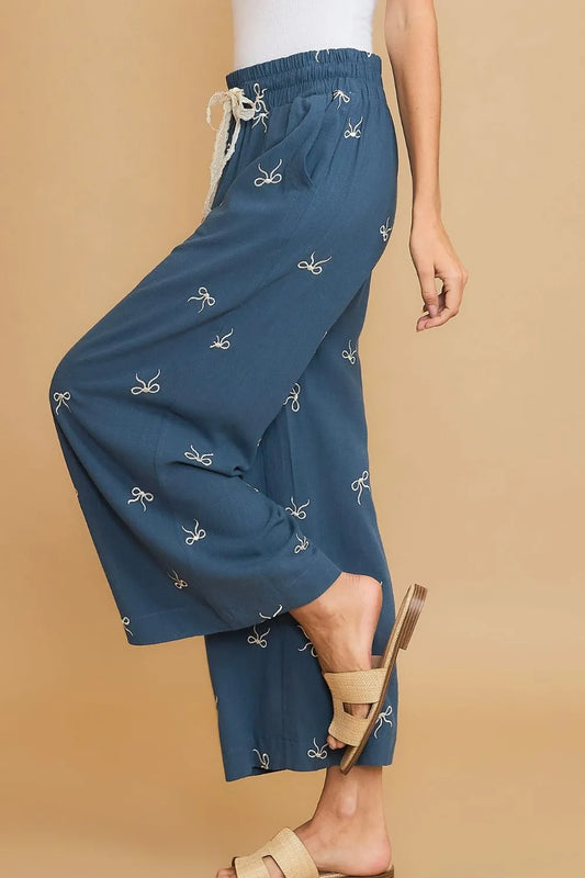 Dreamy Bow Lace Wide Leg Pants (Plus)