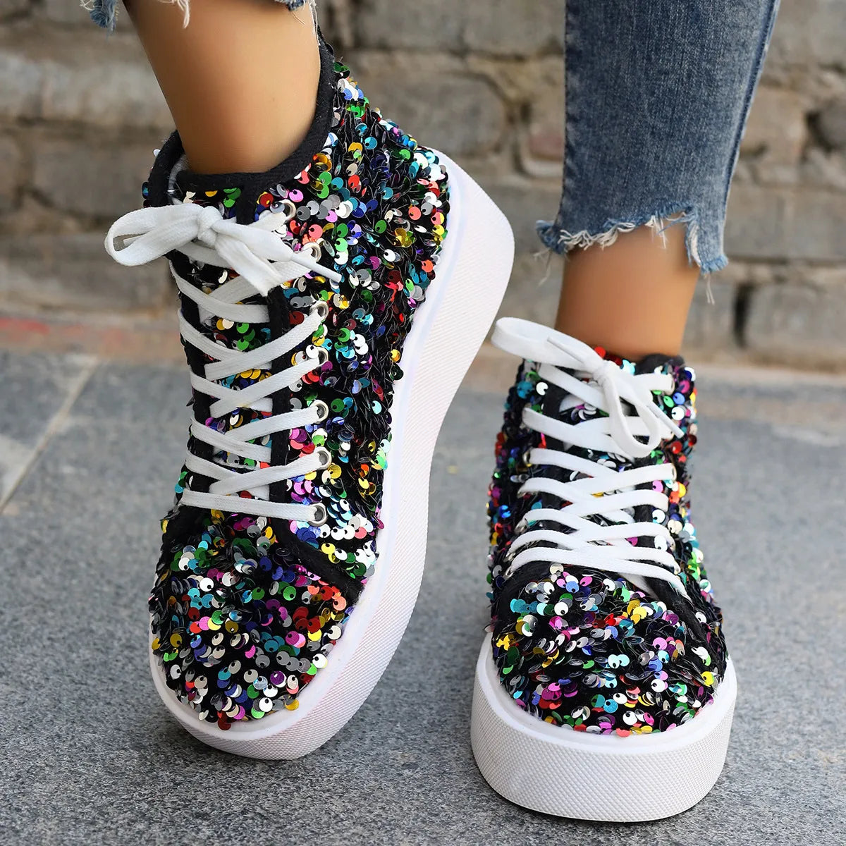 BlingStep Round Toe Sneakers