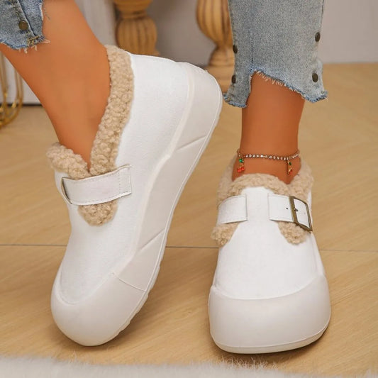 Women’s Round Toe Platform Slip-On Shoes – Comfortable Casual Elevated Loafers