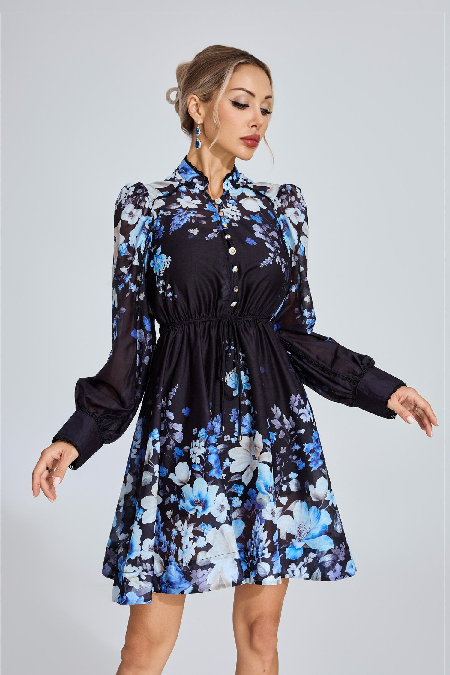 Lucienne Blue Floral Dress