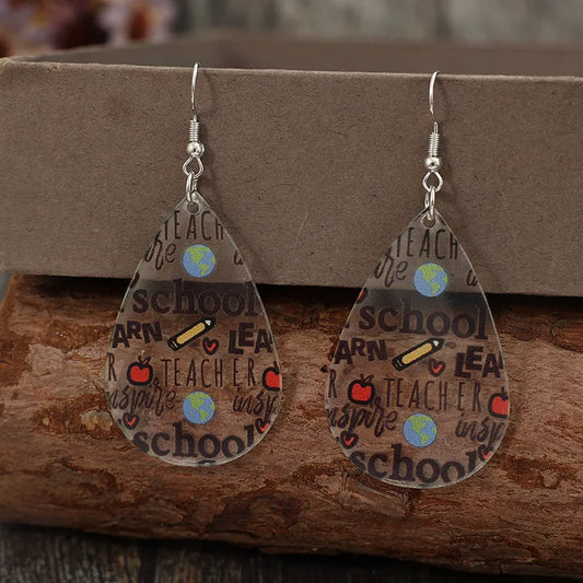 School Teardrop Dangle Earrings
