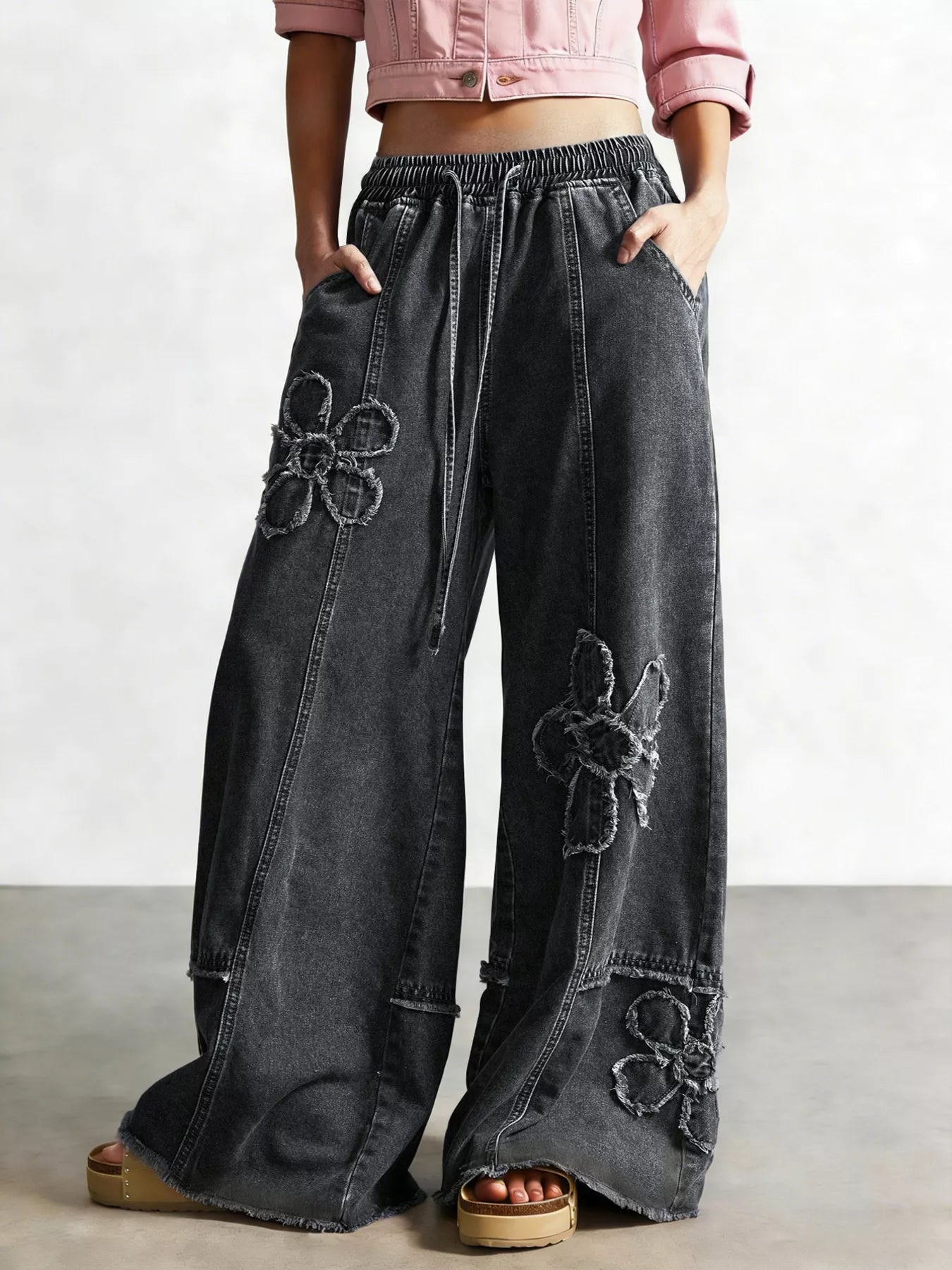 Flower Wide Leg Jeans