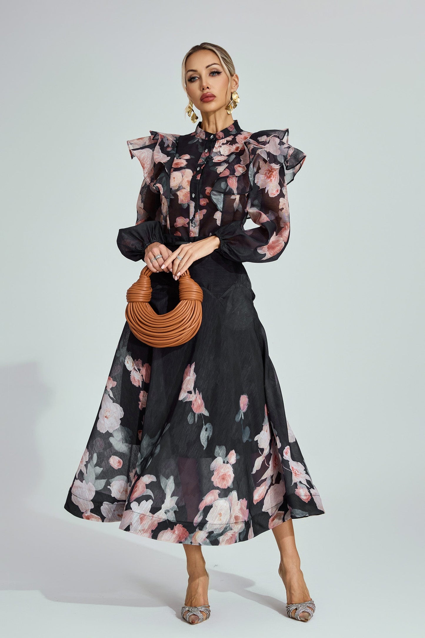 Vivienne Garden Ruffle Midi Set Size M