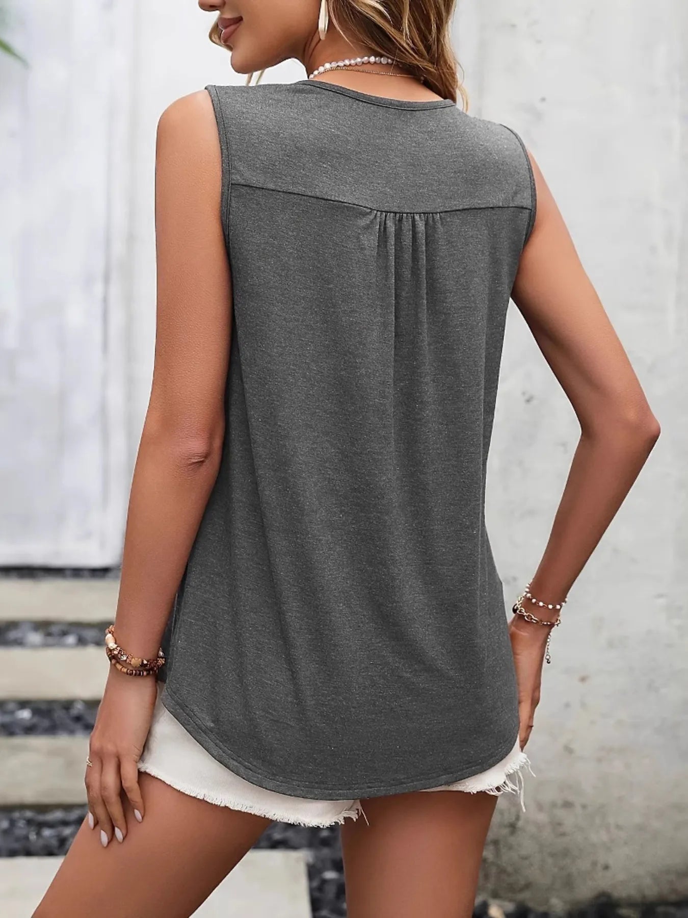 Lace Panel Scoop Neck Tank