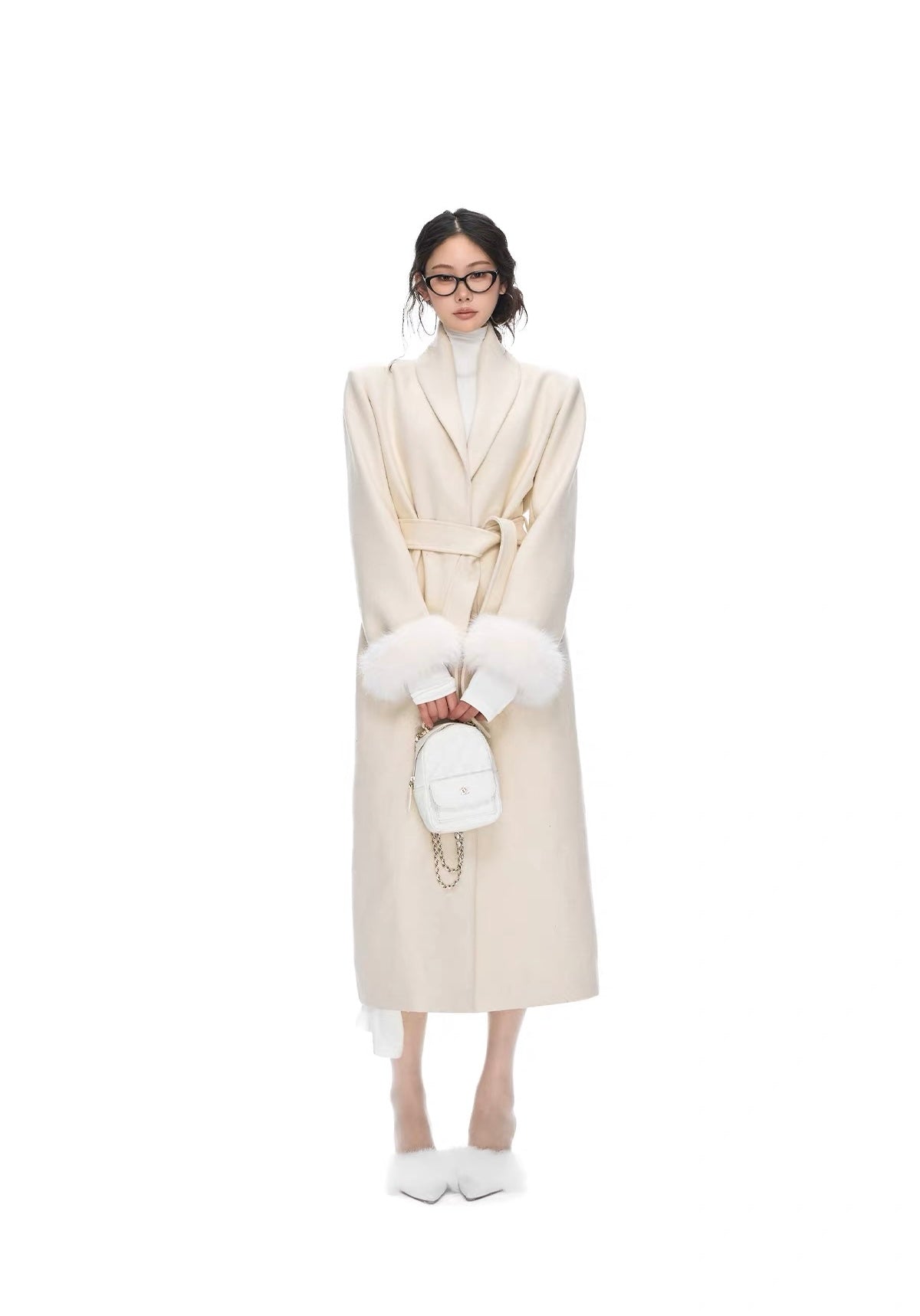 Seraphine Fur Cuff Belted Coat