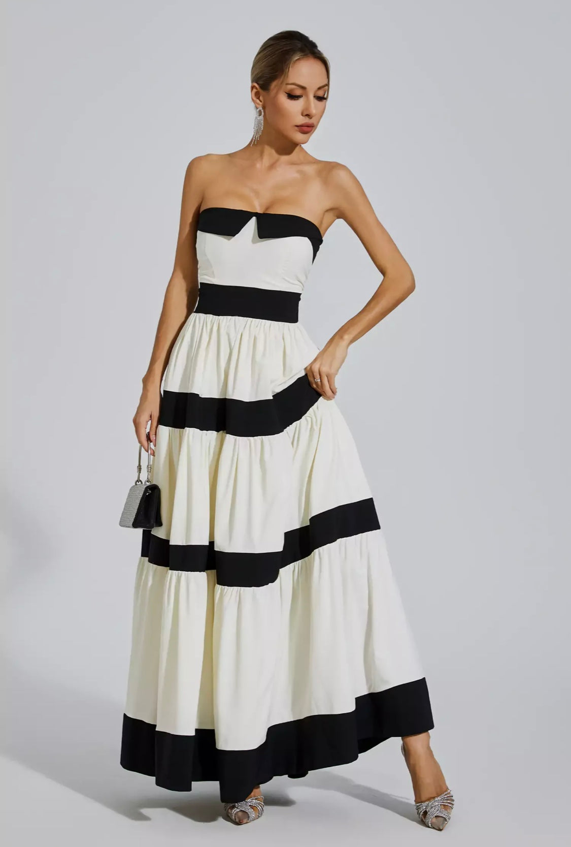 Valéry stripe bow knot maxi dress