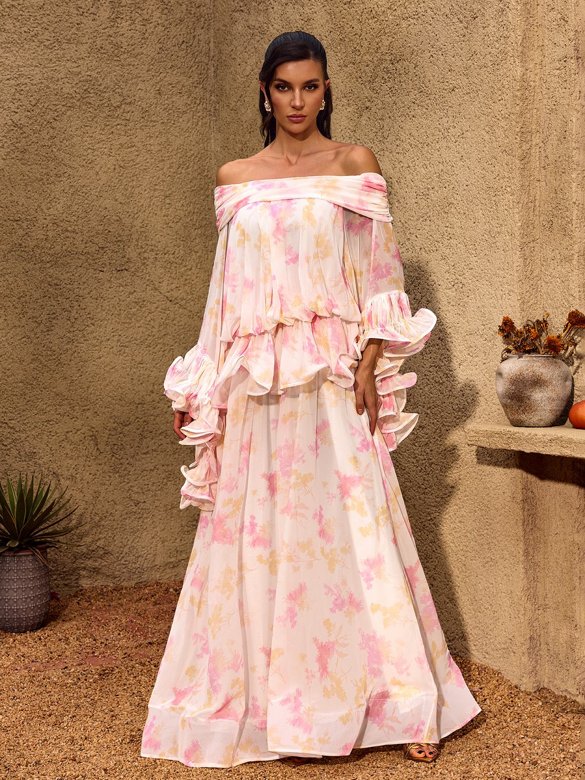 Rosalie Off-Shoulder Ruffle Maxi Dress