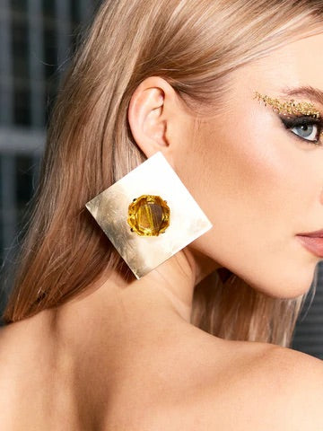 Square rhinestone earrings