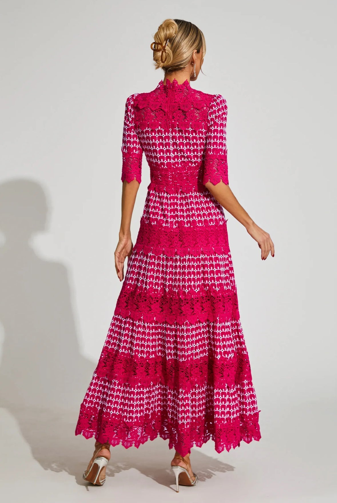 Pink short sleeves maxi dress
