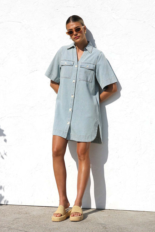 Popular Cutie Short Sleeve Denim Mini Dress