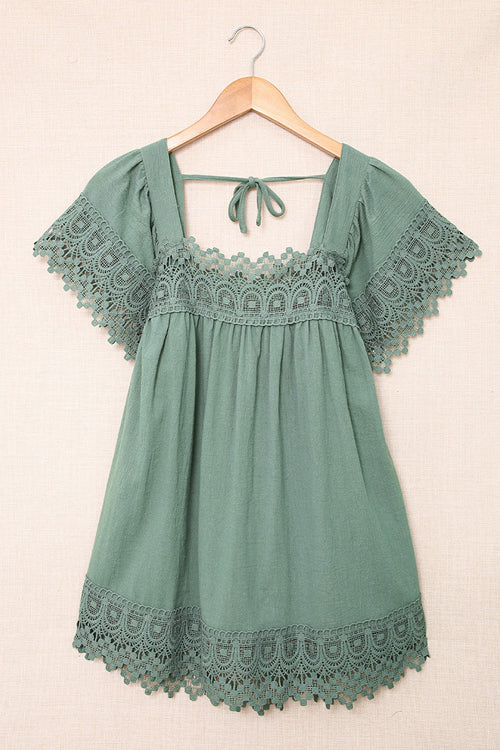 For The Weekend Lace Short Sleeve Top - 5 Colors Green