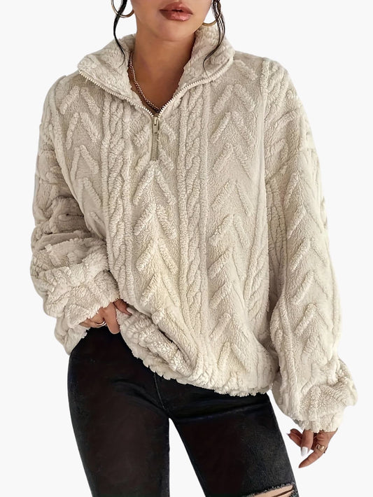 Zara | Luxe Cable-Knit Fleece Sweatshirt