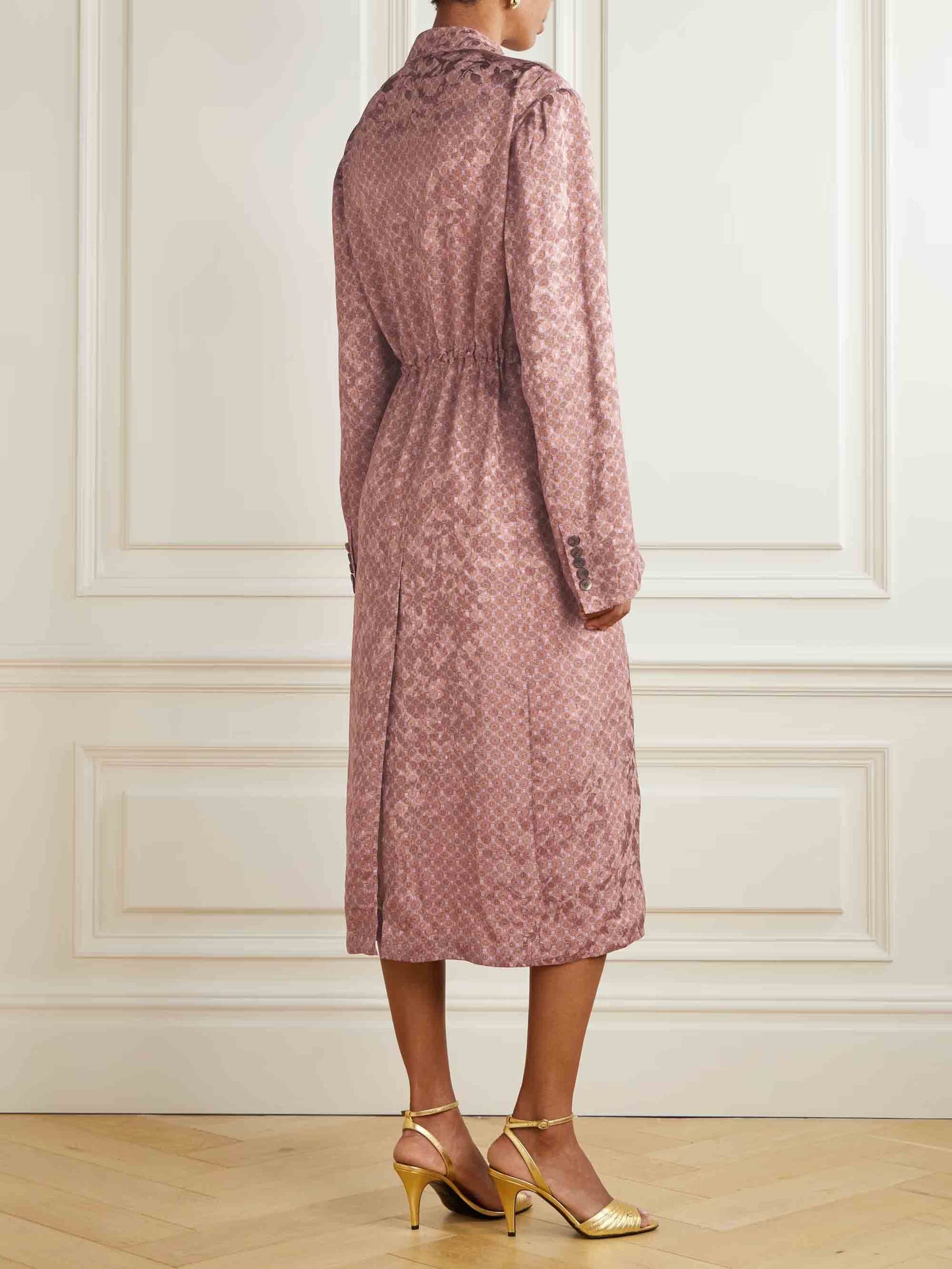 Retro Exquisite Geometric Pattern Print Long Coat