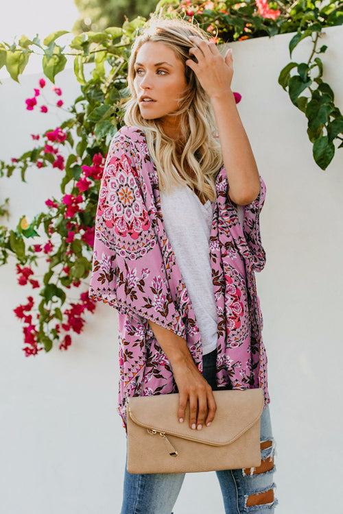 Lucky Break Boho Print Duster - 4 Colors Pink