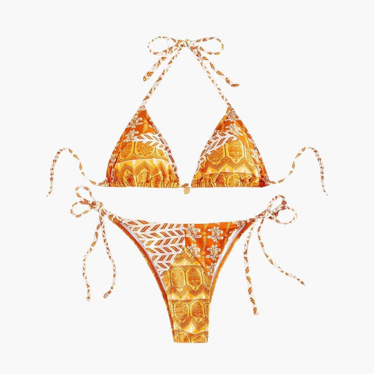 Boho Bikini Set for Women - Adjustable Triangle Tie Swimsuit