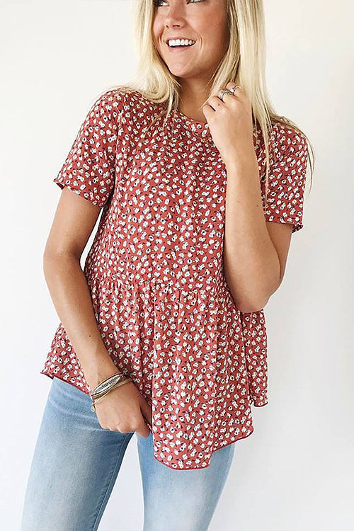 Pleasant Surprise Floral Print Tee - 4 Colors Red