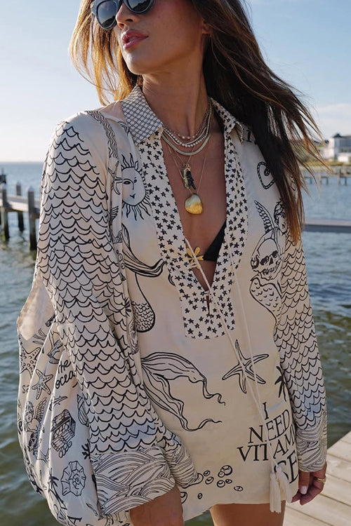 Summer Escapades Print Long Sleeve Set - 5 Colors