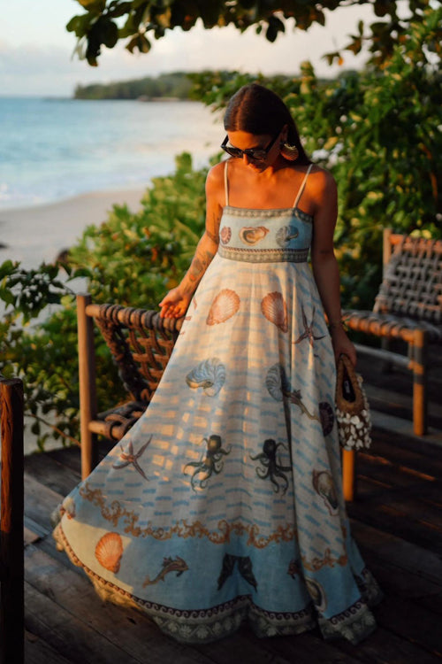 Allison Spaghetti Printed Maxi Dress