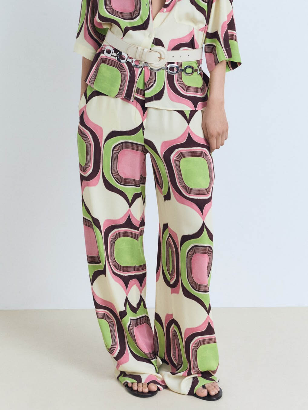 Unique Painted Geometric Print Wide-leg Pants Multi