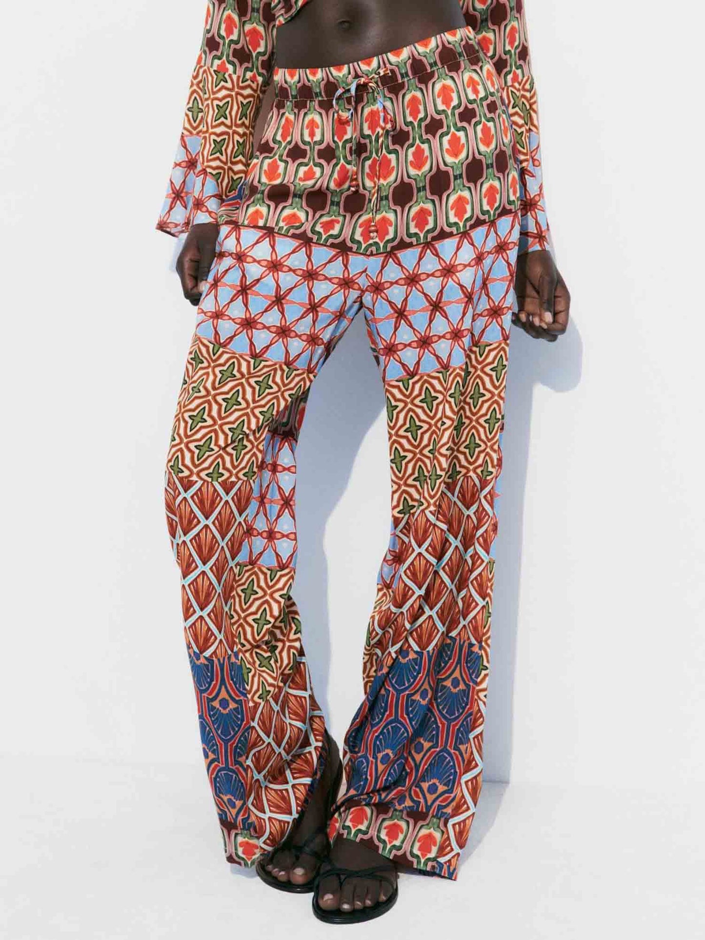 Retro Vitality Folk Style Printed Pants Multi