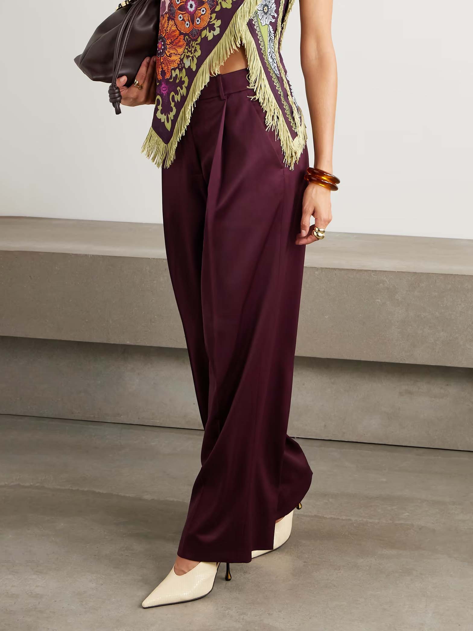 Exquisite And Versatile Satin Suit Pants Deep Red