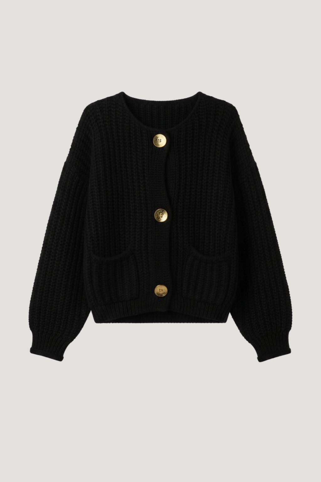 Rae | Cream Chunky Knit Cardigan with Gold Buttons
