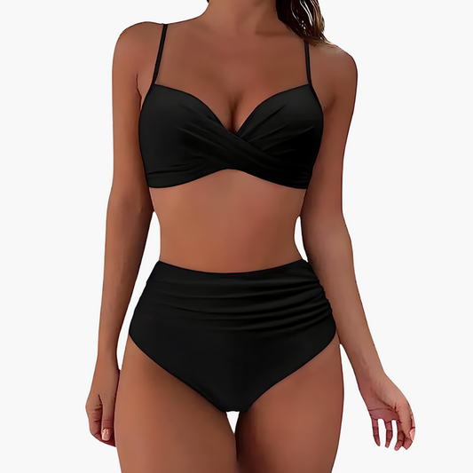 Bikini Set for Women with High - Waisted Bottoms and Triangle Top