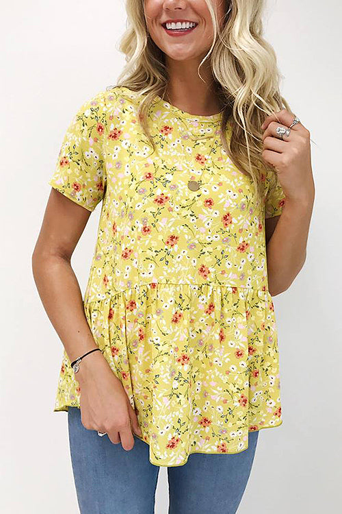 Pleasant Surprise Floral Print Tee - 4 Colors Yellow