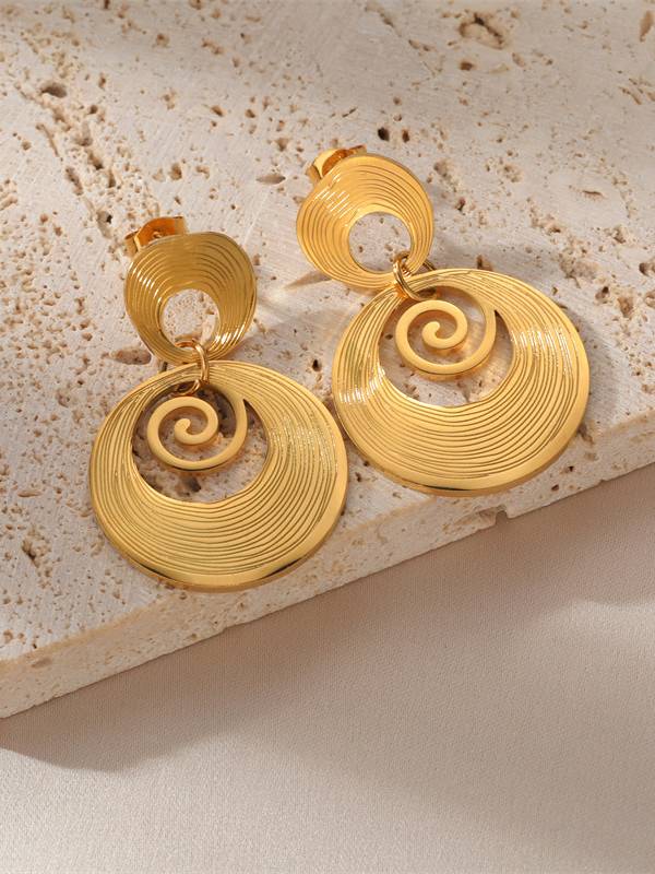 Vacation Style Double Hoop Earrings Gold F