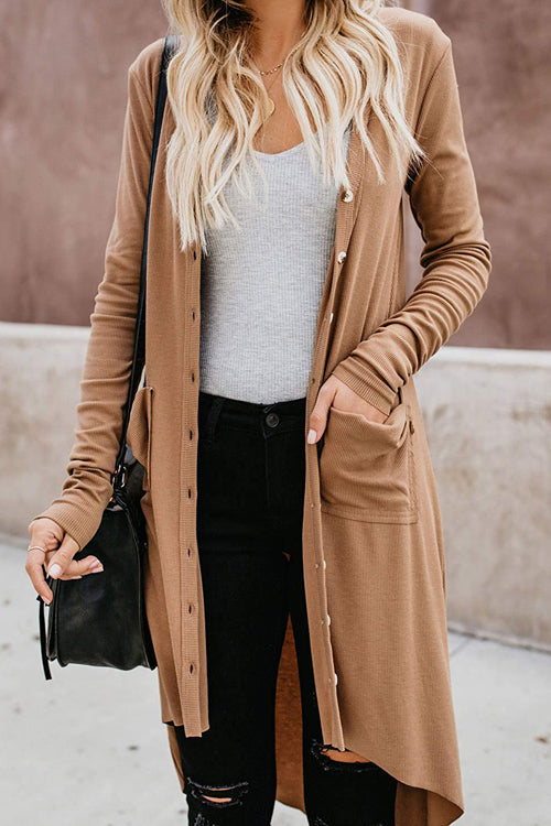 Staying Chic Long Sleeve Knit Cardigan - 6 Colors Brown