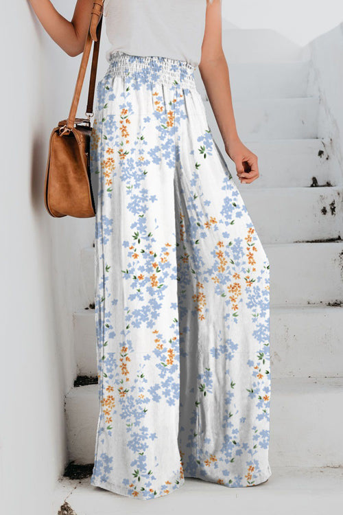 Taking a Vacation Wide Leg Smocked Pants - 4 Colors White