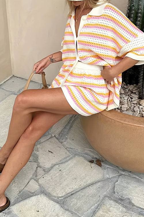 Toasty Babe Striped Short Sleeve Knit Set