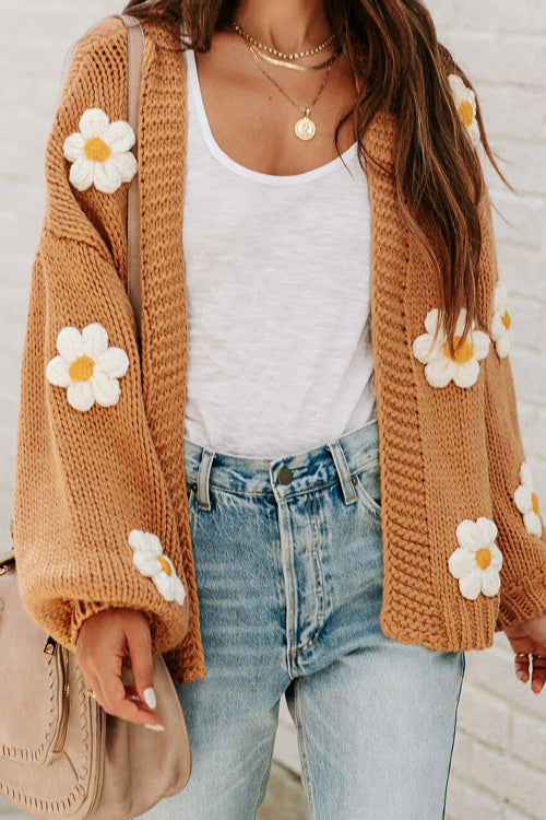 Simple Love Daisy Oversized Knit Cardigan - 5 Colors Camel
