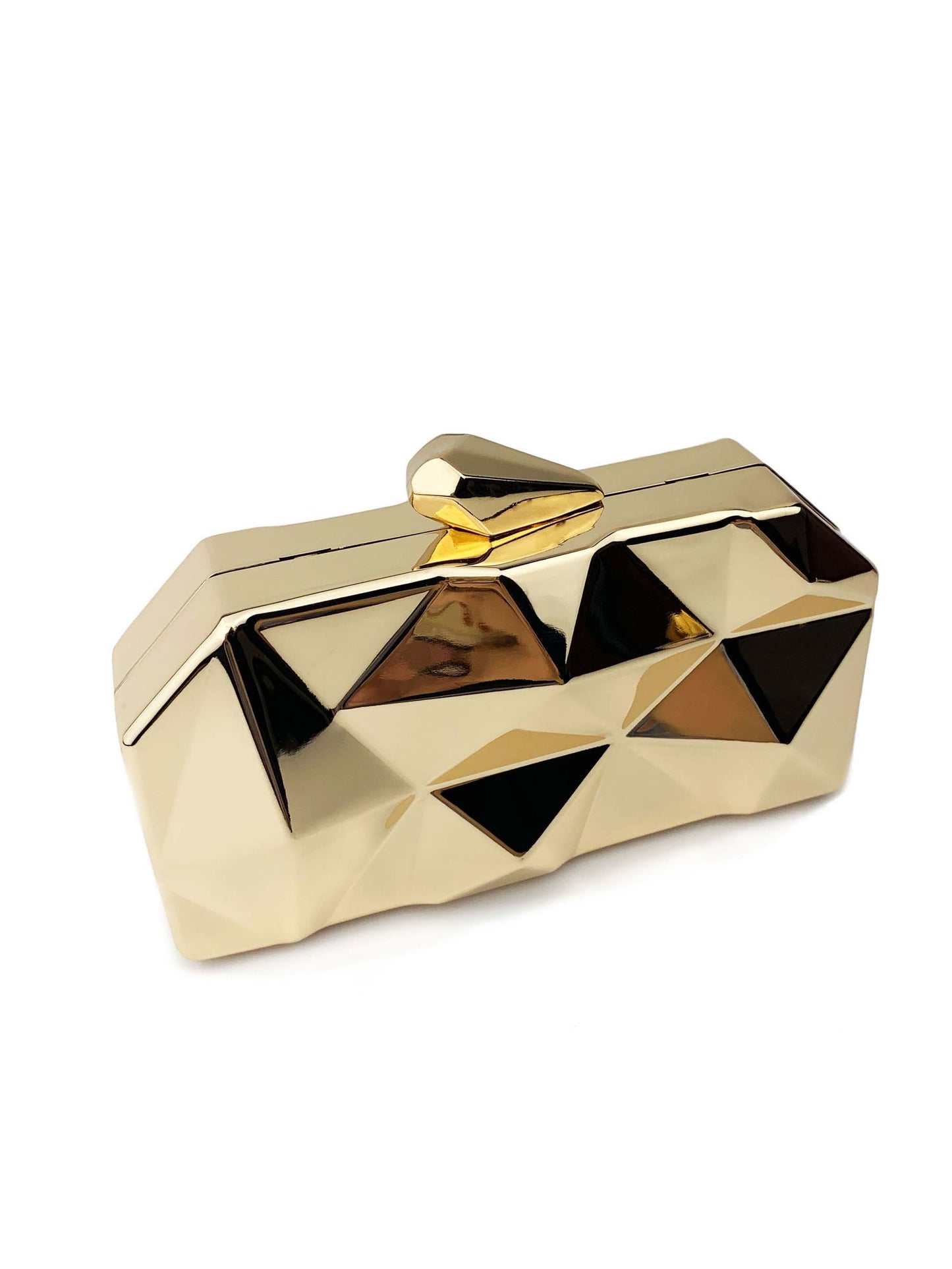 Irregular Design Clutch Chain Bag Gold F