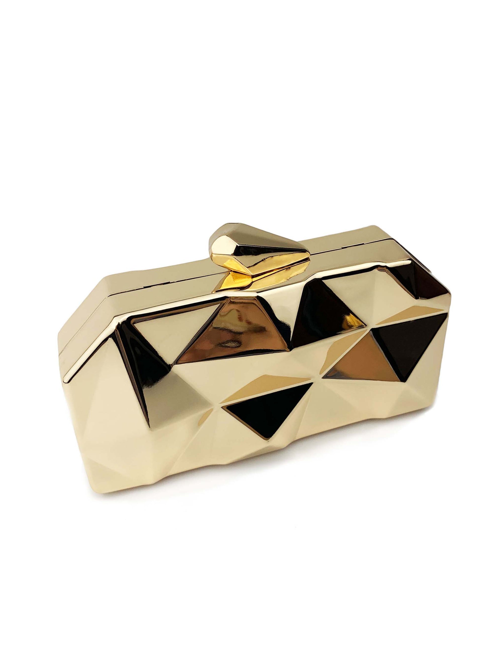 Irregular Design Clutch Chain Bag Gold F