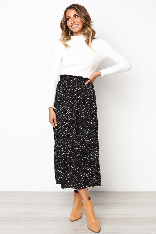 Keep Loving Pleated Print Pocket Maxi Skirt - 7 Colors Black