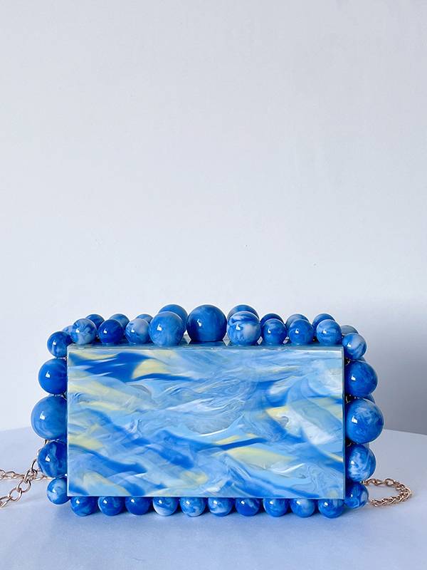 Pearl Square Clutch Blue F