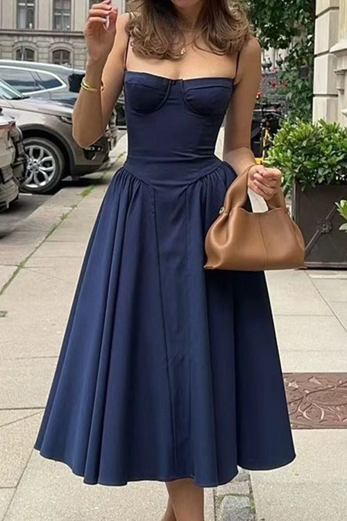 Distinctive Charm Sleeveless Midi Dress - 6 Colors Navy
