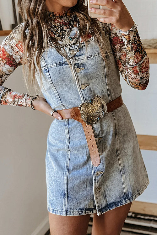 Uniquely Darling Medium Wash Denim Mini Dress - 2 Colors