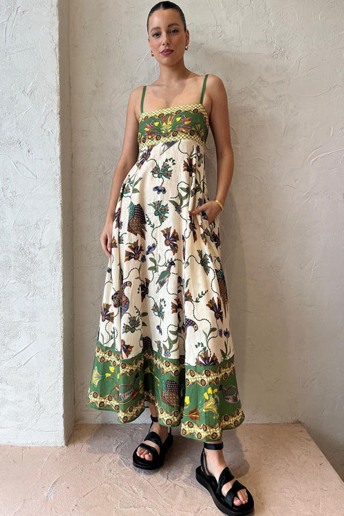 Share Your Happiness Print Maxi Dress - 9 Colors White&Olive