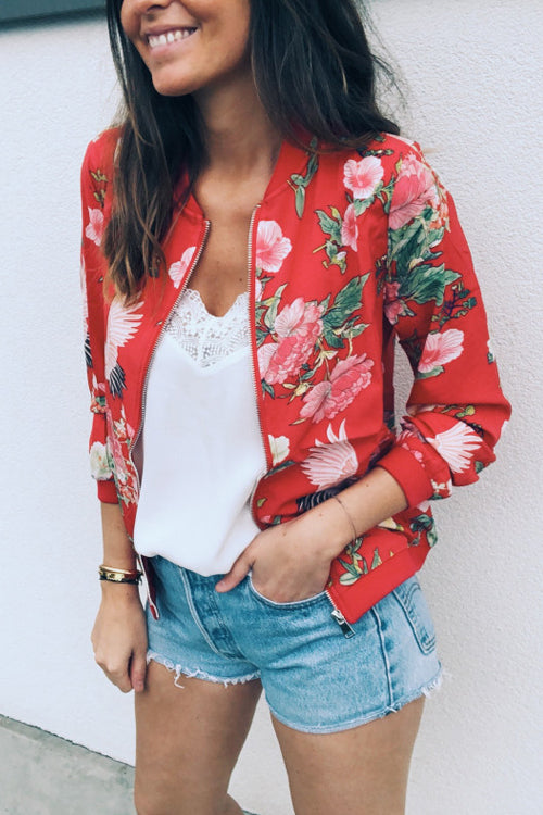 Spring Vibe Floral Print Jacket - 3 Colors Red
