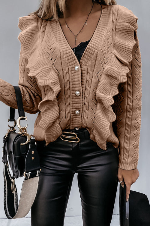 Constantly Cute Ruffle Up Knit Sweater - 4 Colors Khaki