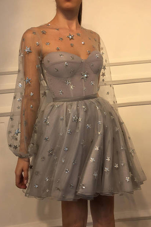 Star Galaxy Tulle Skater Dress - 4 Colors Grey