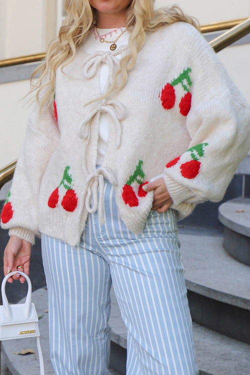 All For The Best Strawberry Knit Cardigan Sweater - 5 Colors White