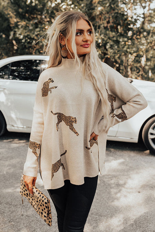 Happy To See You Leopard Knit Sweater - 4 Colors Beige