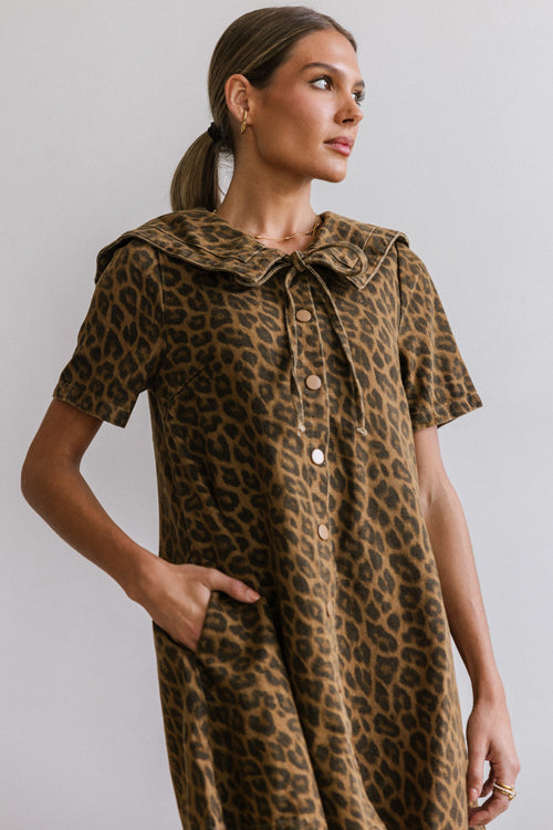Moment Maker Leopard Print Denim Mini Dress - 2 Colors
