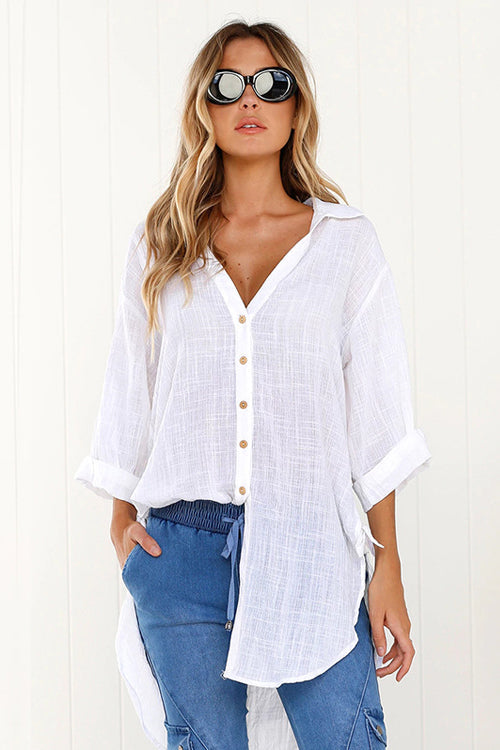 Country Club Oversize Long Sleeve Shirt - 3 Colors White