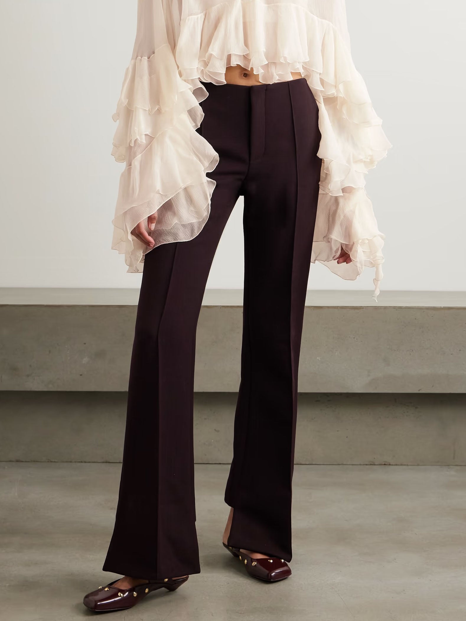 Exquisite Slim-fit Slightly Flared Pants Brown